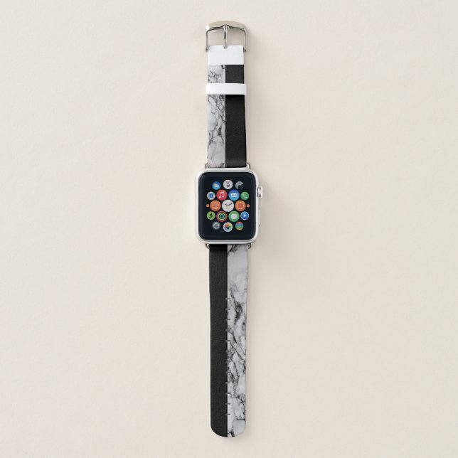 Light Marble With Black Apple Watch Band (Front)