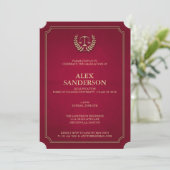 Light Maroon and Gold Law School Graduation Invitation (Standing Front)