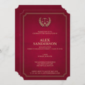 Light Maroon and Gold Law School Graduation Invitation (Front/Back)