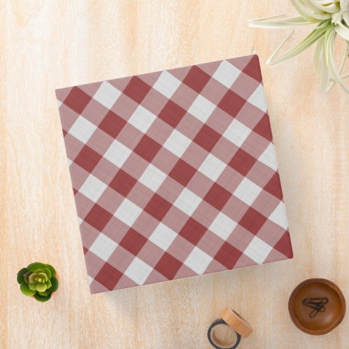 Light Maroon Red Country Cottage Gingham Stripes 3 Ring Binder