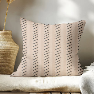 Light Mauve Green Modern Boho Stripes Throw Pillow