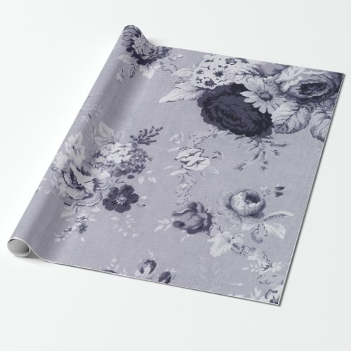 Light Mauve Purple Vintage Floral Toile Wrapping Paper