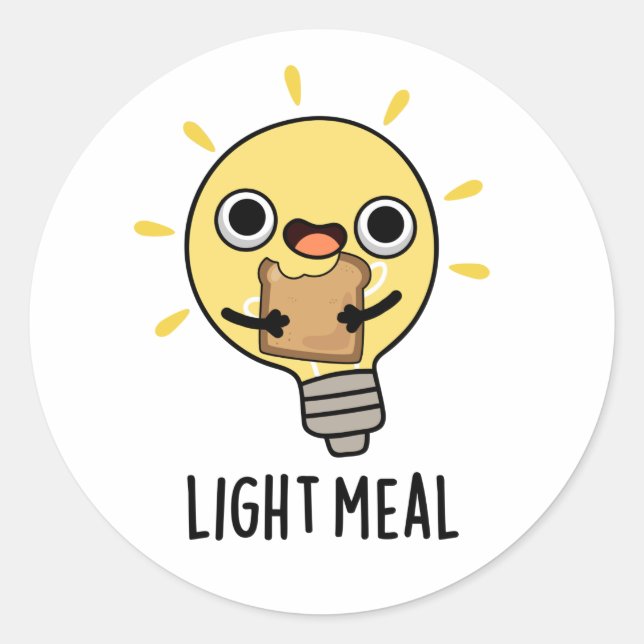 Light Meal Funny Electric Bulb Pun  Classic Round Sticker (Front)