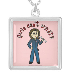 Light Mechanic Girl Silver Plated Necklace