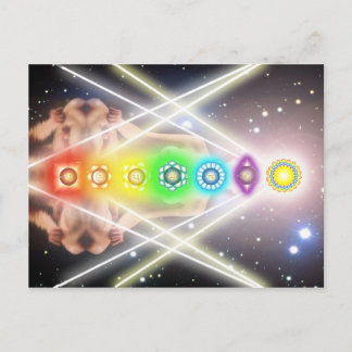 Light meditation chakra illumination postcard