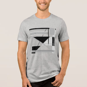 Light & Medium Gray Black Geometric Abstract Art  Tri-Blend Shirt
