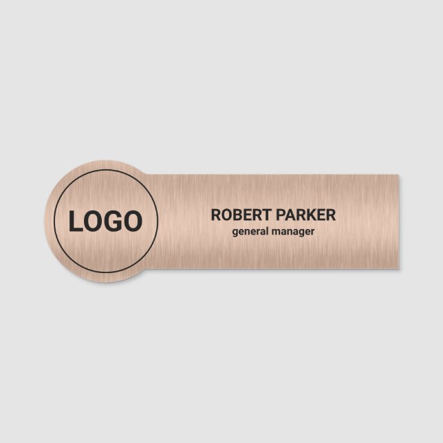 Light Metallic Rose-Gold Texture Name Tag (Front)