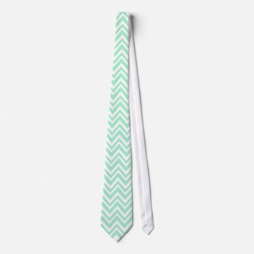 Light Mint Green and White Zigzag Pattern Tie