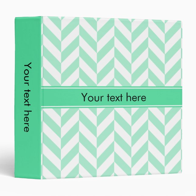Light Mint Green Chevron Pattern 3 Ring Binder (Front/Spine)