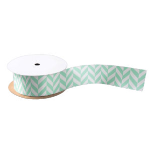 Light Mint Green Chevron Pattern Satin Ribbon