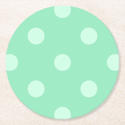 Light Mint Green Dots Classic Elegant Template Round Paper Coaster