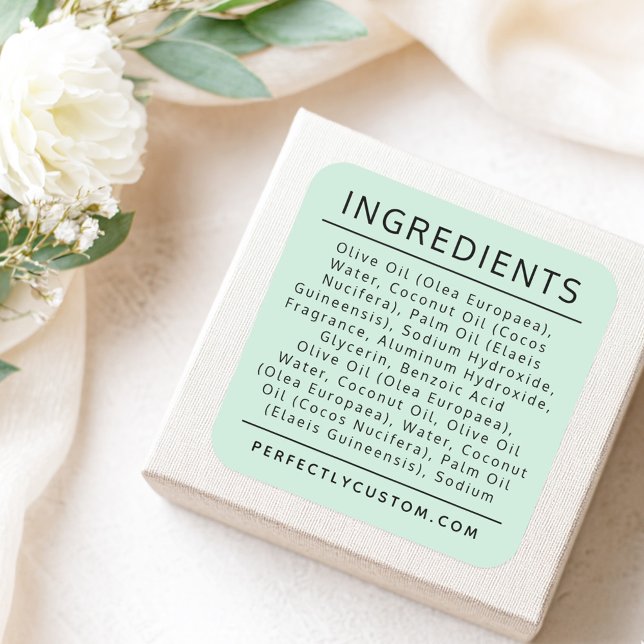 Light mint green ingredient list product label (Light mint green ingredient list product label)