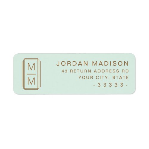 Light mint green monogram return address label