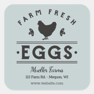 Light Mint Personalized Farm Fresh Eggs Square Sticker