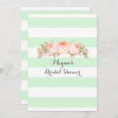 Light Mint Stripes Watercolor Floral Bridal Shower Invitation (Front/Back)