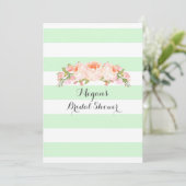 Light Mint Stripes Watercolor Floral Bridal Shower Invitation (Standing Front)