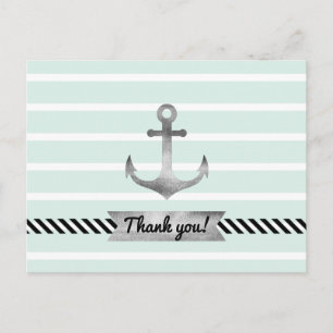 Light Mint Watercolor Anchor Personalized Text Postcard