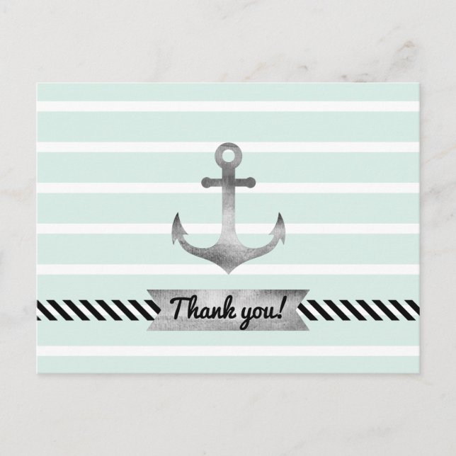 Light Mint Watercolor Anchor Personalized Text Postcard (Front)