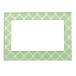 Light Mint White Moroccan Lattice Magnetic Photo Frame
