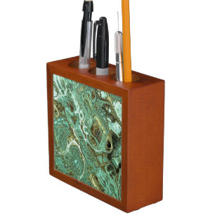 Light Minty Teal Marble Desk Organizer