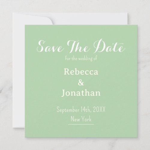 Light Moss Green Understated Typography with Photo Save The Date