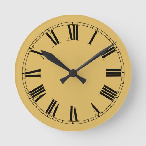 Light Mustard Yellow Solid Color Round Clock
