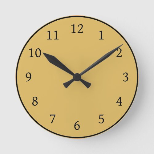 Light Mustard Yellow Solid Color Round Clock