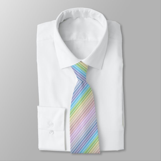 Light Muted Rainbow Stripes Neck Tie (Tied)