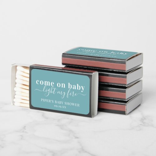 Light My Fire  Blue Baby Shower Favor Matchboxes