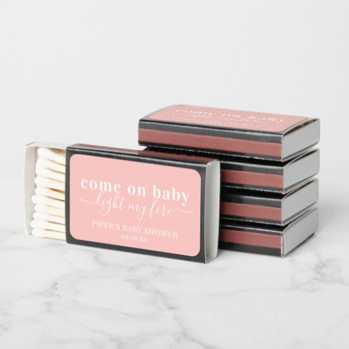 Light My Fire  Pink Baby Shower Favor Matchboxes