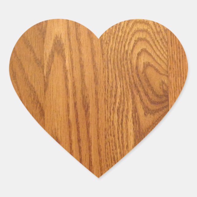Light Natural Wood Grain Heart Sticker (Front)