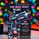 Light Neon Glow Arcade Gun Laser Tag 13th Birthday Invitation at Zazzle