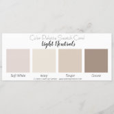 Light Neutrals Color Palette Swatch Card, Zazzle