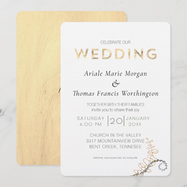 Light Oakwood Modern Invitation (Front/Back)