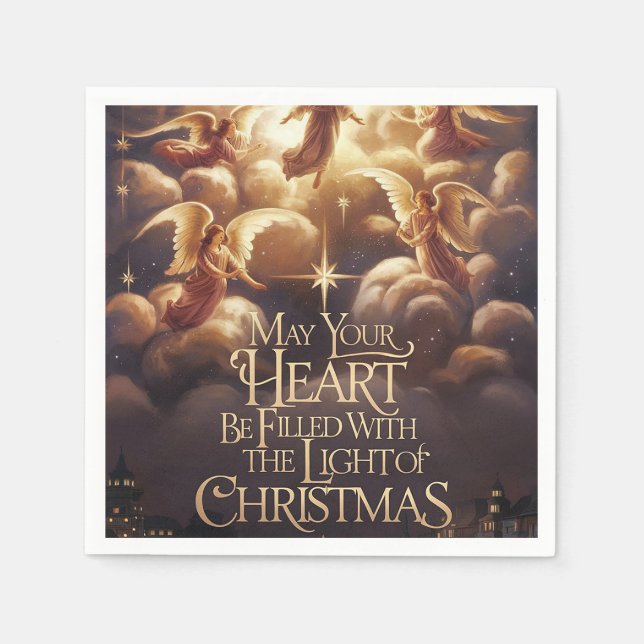 Light of Christmas Angelic Postcard Design Napkins (Front)