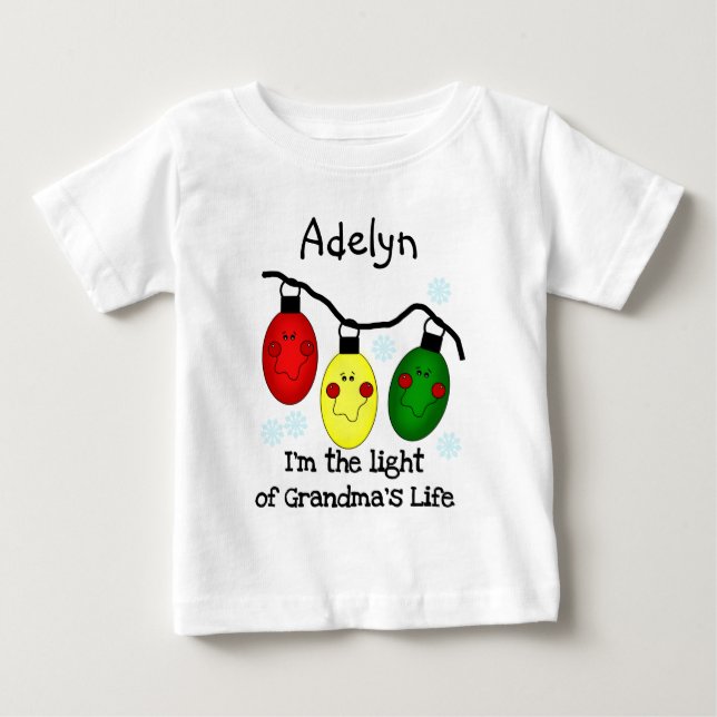 Light of Grandma's Life Grandma Christmas Baby T-Shirt (Front)
