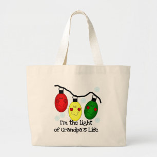 Light of Grandpa's Life Holiday Tshirts and Gifts Large Tote Bag