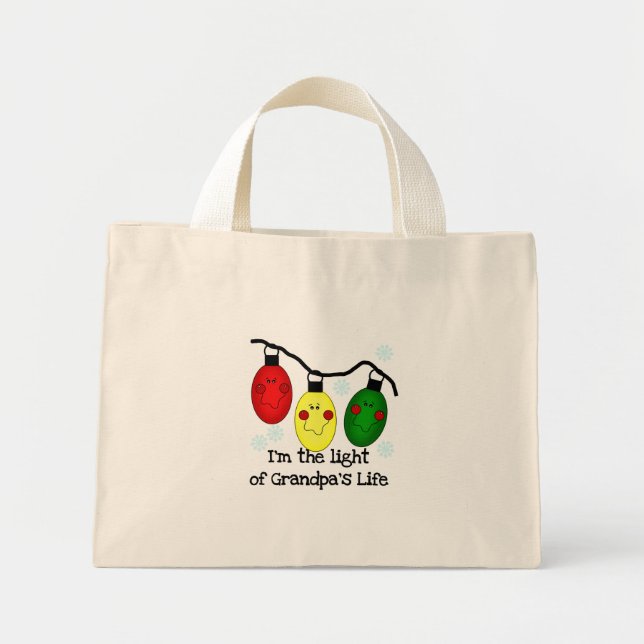 Light of Grandpa's Life Holiday Tshirts and Gifts Mini Tote Bag (Front)