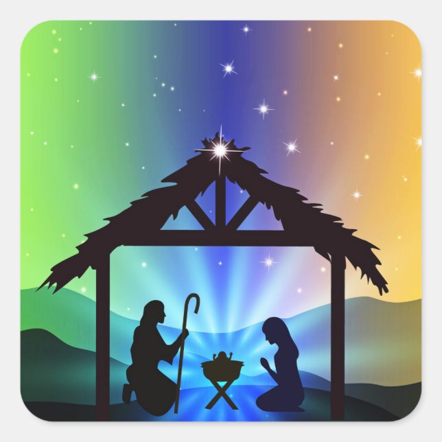 light of jesus manger stickers (Front)