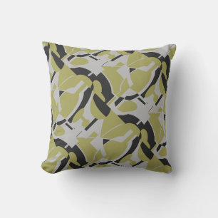 Light Olive Green Gray Black Diagonal Art Abstract Throw Pillow