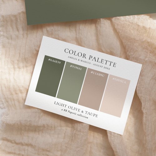 Light Olive  Taupe Wedding Color Palette Enclosure Card