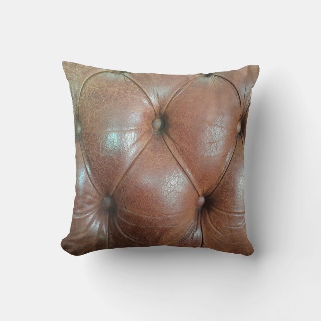 Light on brown leather sofa surface, textureabstra throw pillow (Front)