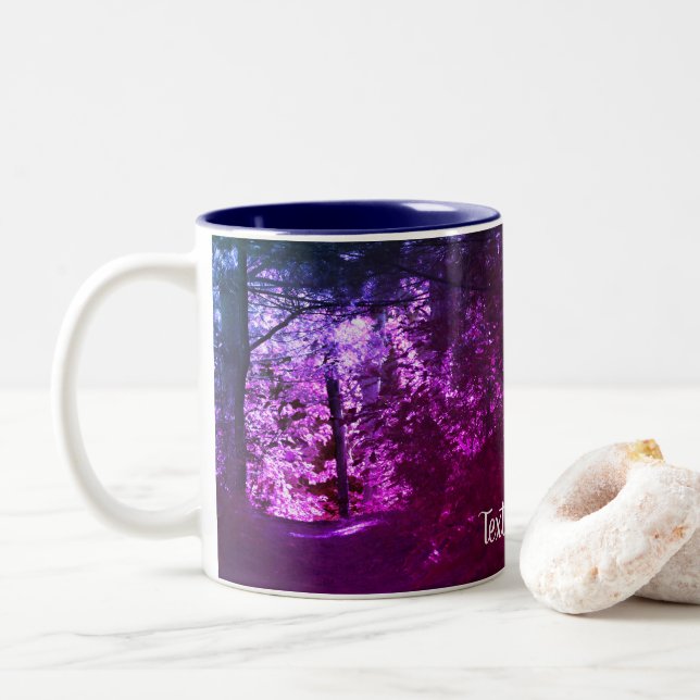 Light On Path Nature Personalized Two-Tone Coffee Mug (With Donut)