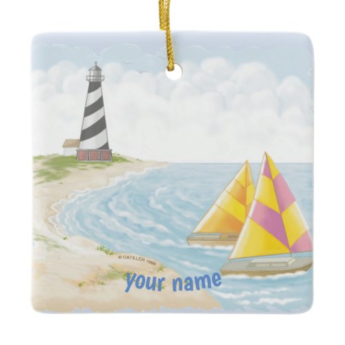 Light One Lighthouse  Ceramic Ornament