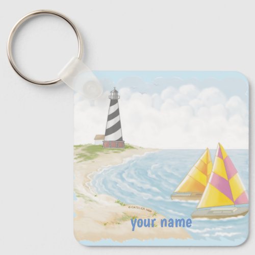 Light One Lighthouse custom name keychain