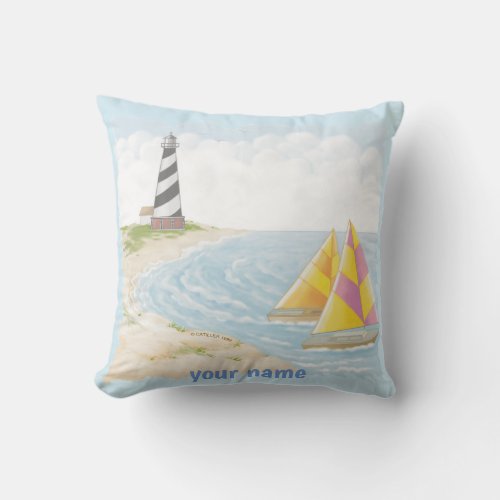 Light One Lighthouse custom name Throw Pillow