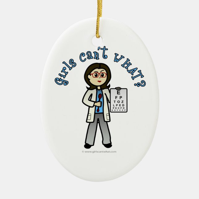 Light Optometrist Girl Ceramic Ornament (Front)