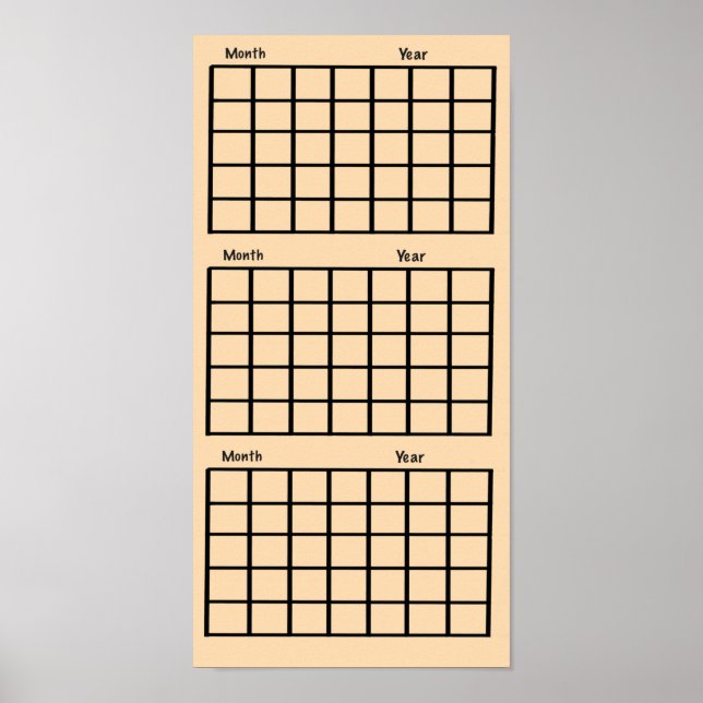 Light Orange 3 Month Calendar Poster (Front)