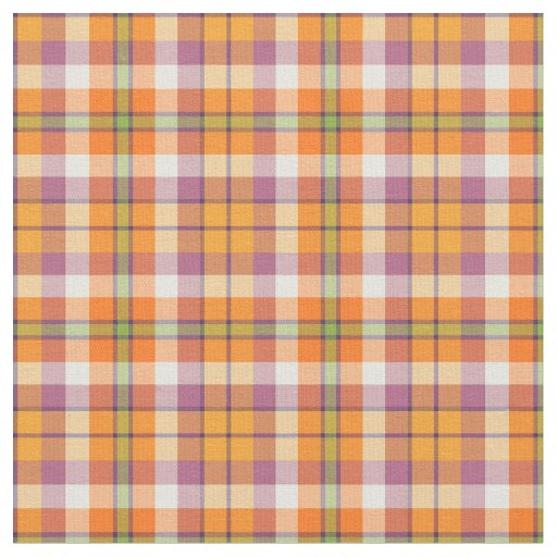 Light Orange and Purple Halloween Plaid Pattern Fabric