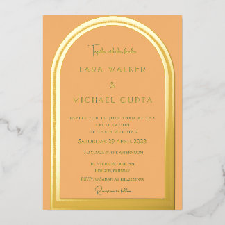 Light Orange Arch Foil Wedding Invitation Foil Invitation